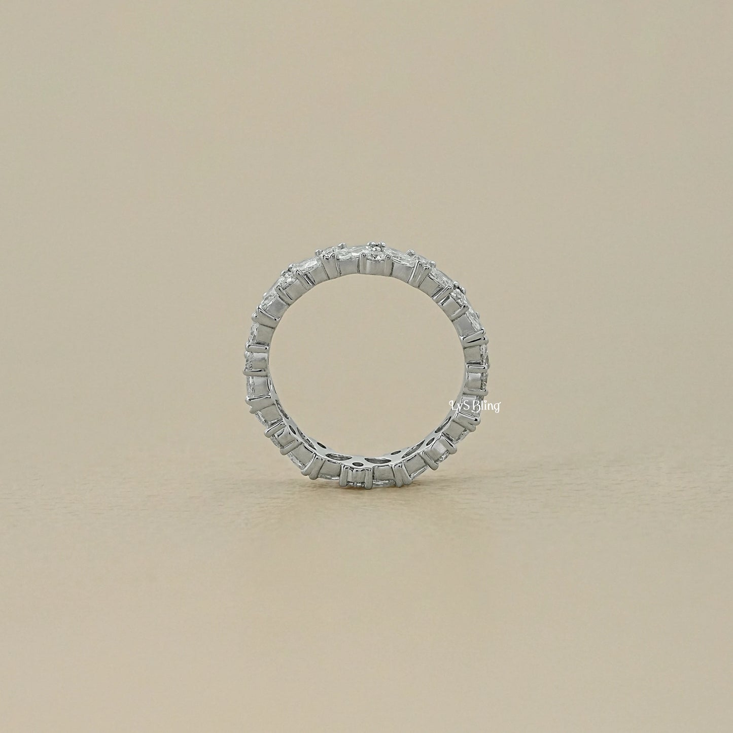 Marquise And Round Lab Diamond Eternity Wedding Band