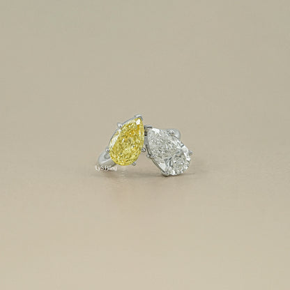Fancy Pear Cut Lab Diamond Toi ET Moi Ring