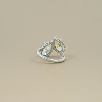 Fancy Pear Cut Lab Diamond Toi ET Moi Ring