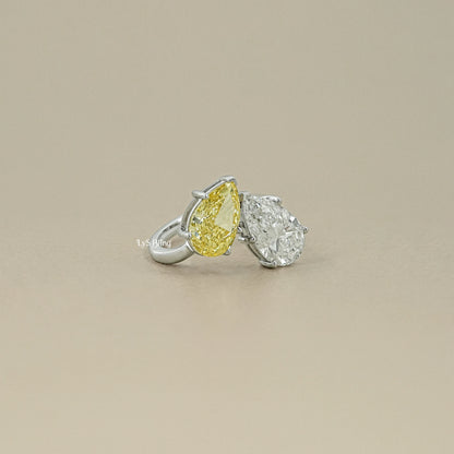 Fancy Pear Cut Lab Diamond Toi ET Moi Ring