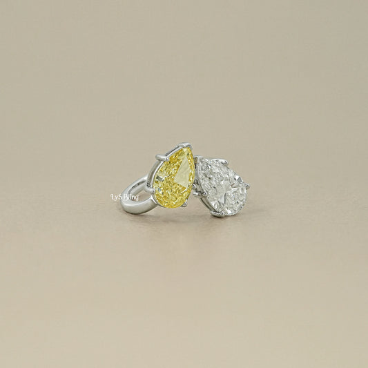 Fancy Pear Cut Lab Diamond Toi ET Moi Ring