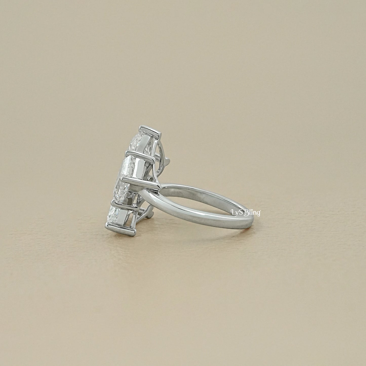 3 Stone Bypass Lab Diamond Engagement Ring