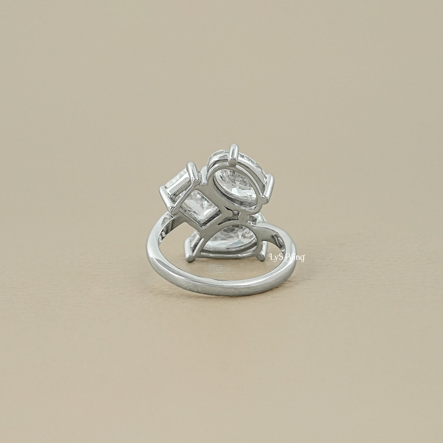 3 Stone Bypass Lab Diamond Engagement Ring