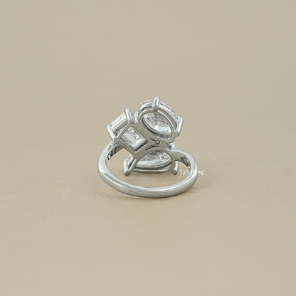 3 Stone Bypass Lab Diamond Engagement Ring