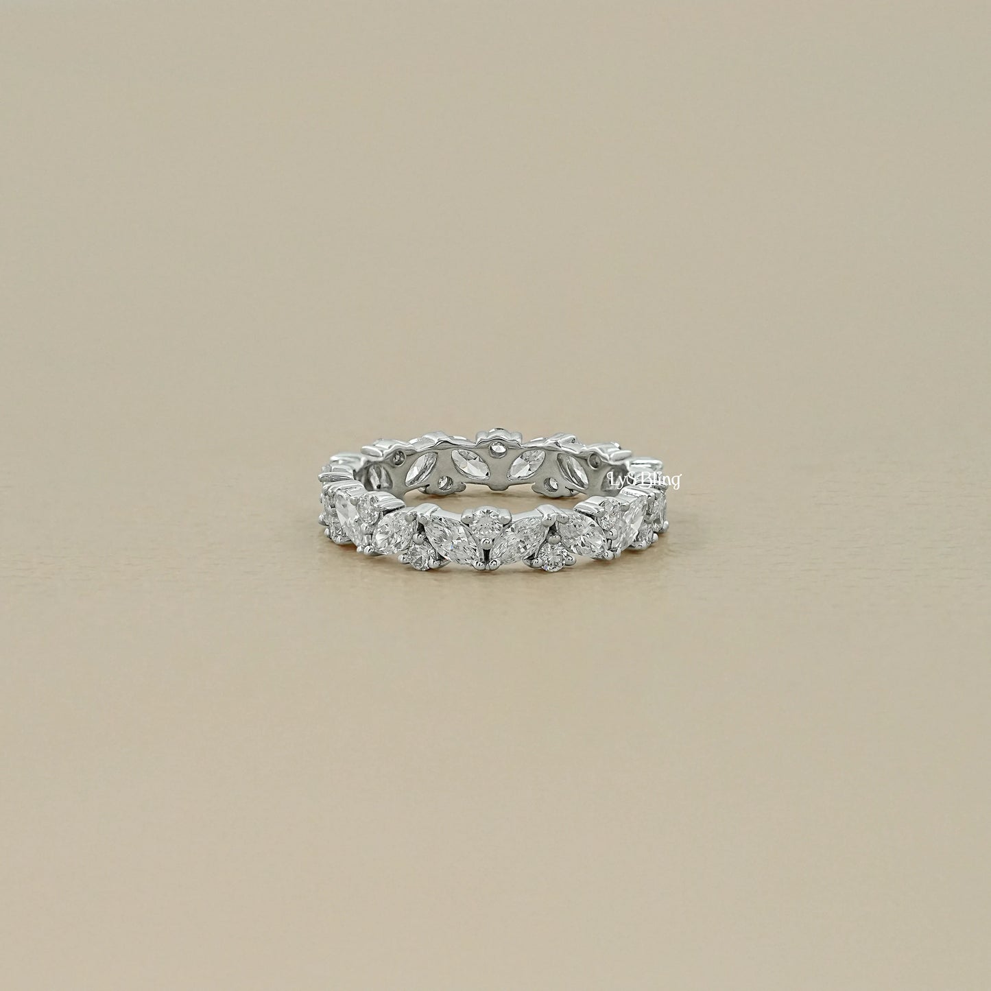 Marquise And Round Lab Diamond Eternity Wedding Band
