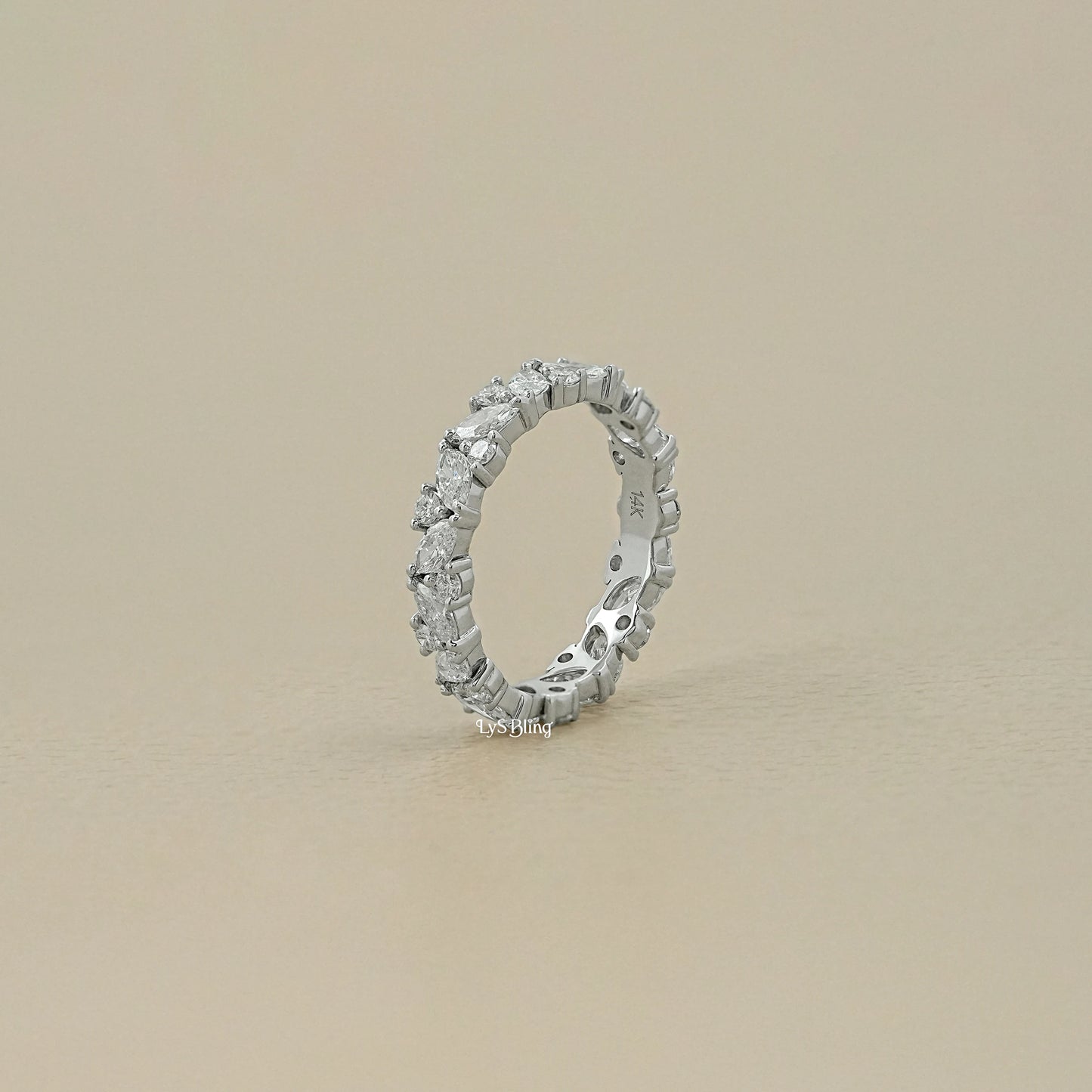 Marquise And Round Lab Diamond Eternity Wedding Band