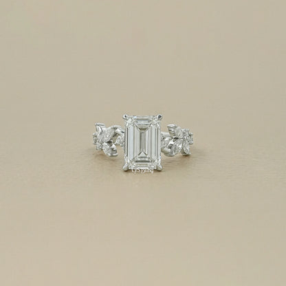 Emerald Cut Lab Grown Diamond Accent Engagement Ring