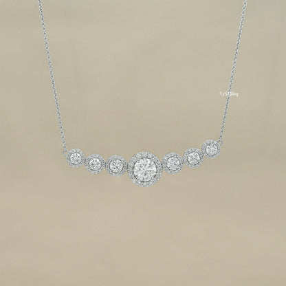 Round Cut Lab Grown Diamond Graduated Bar Pendant