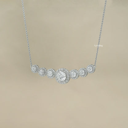 Round Cut Lab Grown Diamond Graduated Bar Pendant