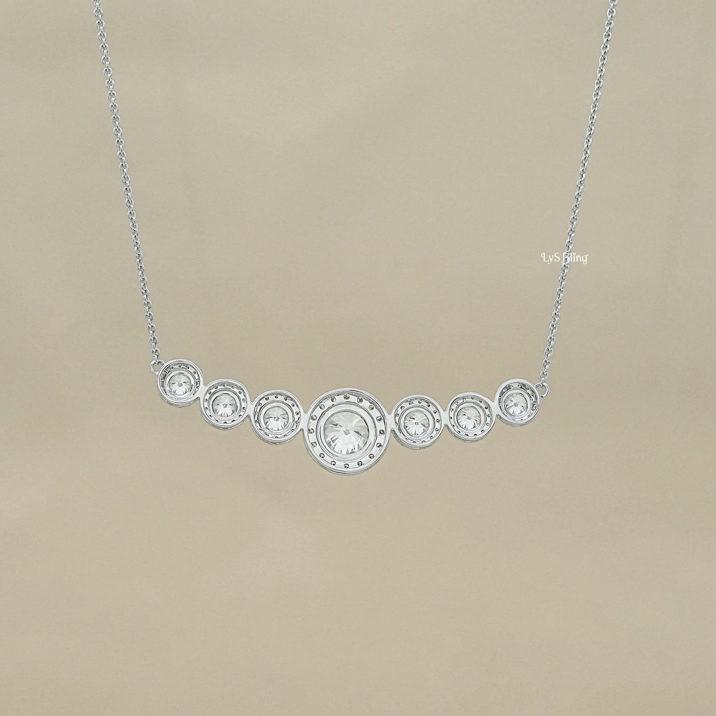 Round Cut Lab Grown Diamond Graduated Bar Pendant