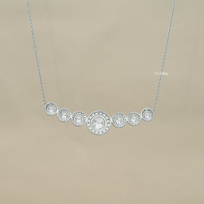 Round Cut Lab Grown Diamond Graduated Bar Pendant