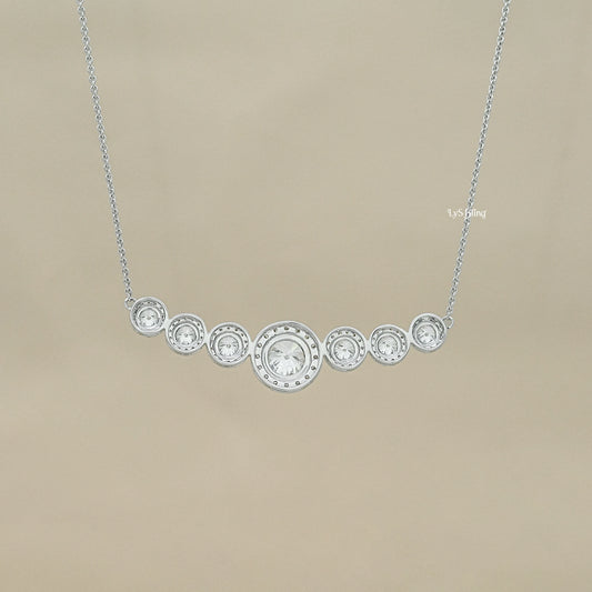 Round Cut Lab Grown Diamond Graduated Bar Pendant