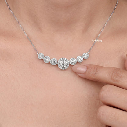 Round Cut Lab Grown Diamond Graduated Bar Pendant