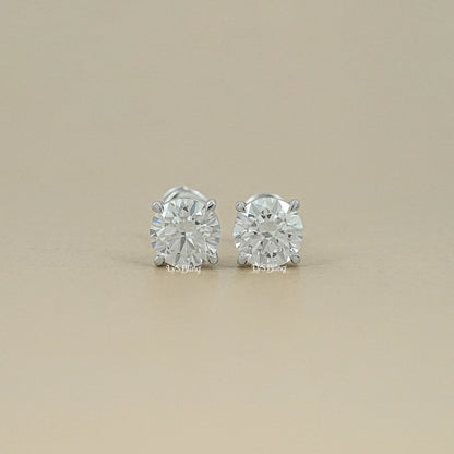 Round Cut Lab Grown Diamond Stud Earrings