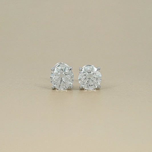 Round Cut Lab Grown Diamond Stud Earrings