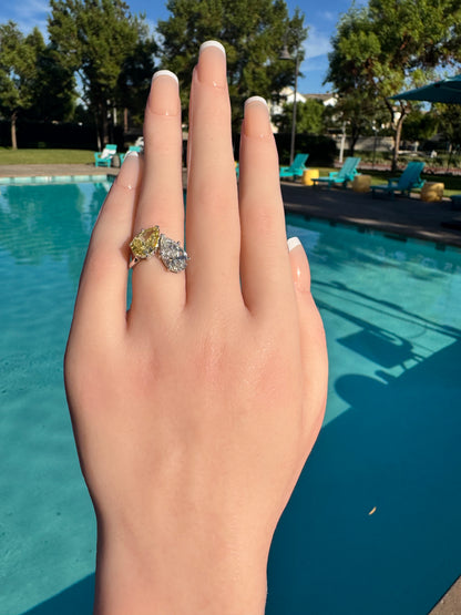 Fancy Pear Cut Lab Diamond Toi ET Moi Ring