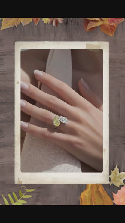 Fancy Pear Cut Lab Diamond Toi ET Moi Ring
