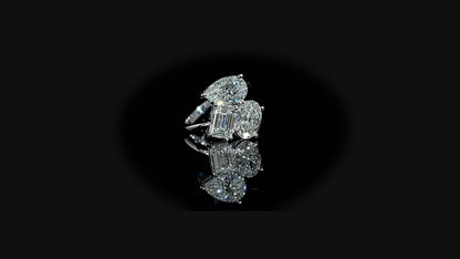 3 Stone Bypass Lab Diamond Engagement Ring