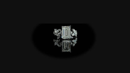 Emerald Cut Lab Grown Diamond Accent Engagement Ring